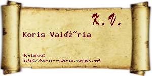 Koris Valéria névjegykártya