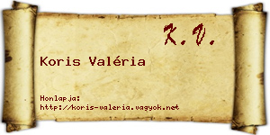 Koris Valéria névjegykártya